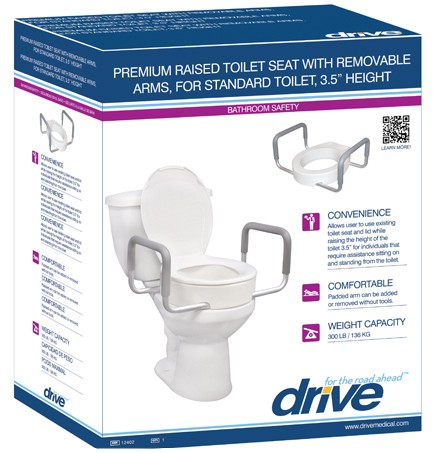Drive Toilet Seat Riser W/ Removable Arms - On The Mend Medical Supplies & Equipment
