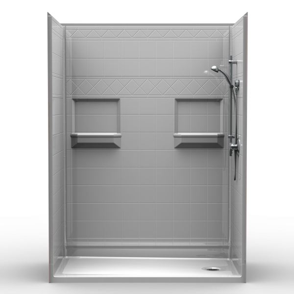 Multi-Piece Barrier Free 60″ x 33″ x 81″ Shower | Traditional Threshold - On The Mend Medical Supplies & Equipment