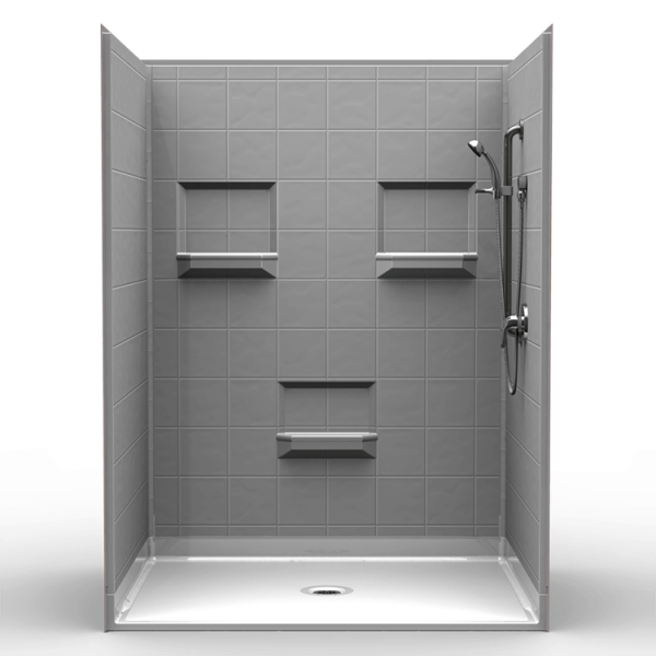 Multi-Piece Barrier Free 60″ x 48″ Shower | Beveled Threshold - On The Mend Medical Supplies & Equipment