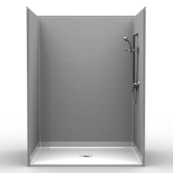 Multi-Piece Barrier Free 60″ x 48″ x 80 1/2″ Shower | Beveled Threshold - On The Mend Medical Supplies & Equipment