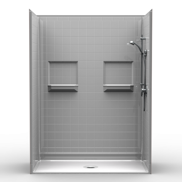 Multi-Piece Barrier Free 60″ x 30″ x 82″ Shower | Beveled Threshold