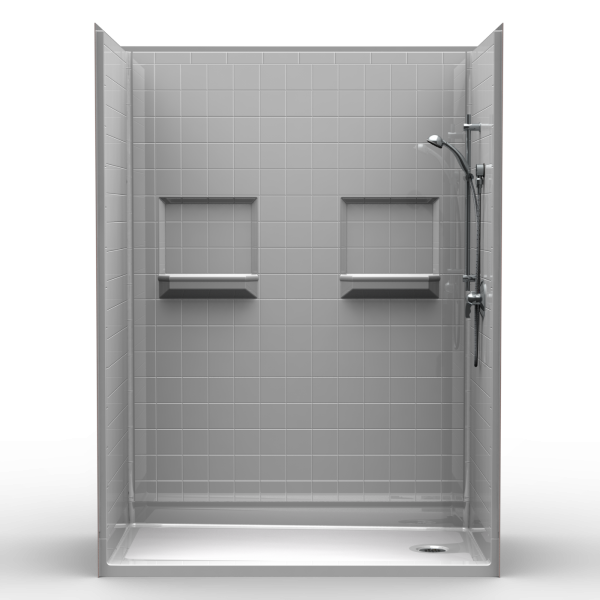Multi-Piece Barrier Free 60″ x 33″ x 81 1/4″ Shower | Traditional Threshold - On The Mend Medical Supplies & Equipment