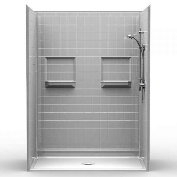 Multi-Piece Barrier Free 60″ x 34″ x 81″ Shower | Beveled Threshold - On The Mend Medical Supplies & Equipment