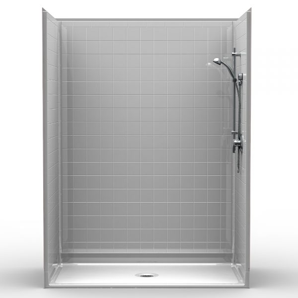 Multi-Piece Barrier Free 60″ x 34″ x 80 1/4″ Shower | Beveled Threshold - On The Mend Medical Supplies & Equipment
